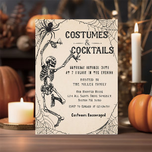 Invitation Cocktails & Costumes Skeleton Halloween Party