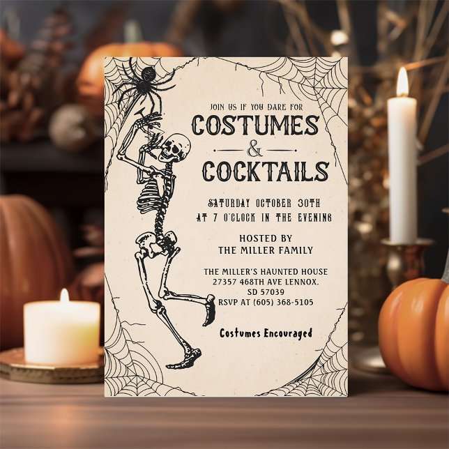 Invitation Cocktails & Costumes Skeleton Halloween Party (Créateur téléchargé)