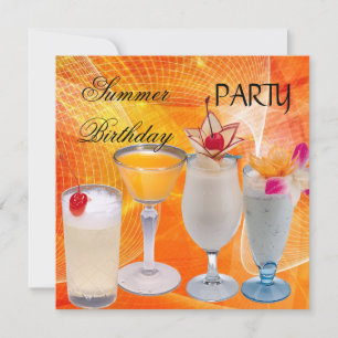 Invitation Cocktails de fête d'anniversaire d'été Tropical