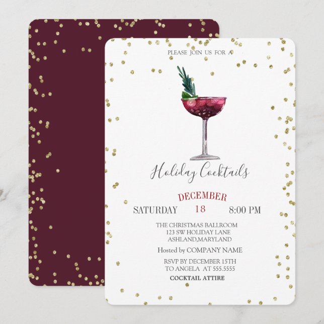 Invitation Cocktails de vacances Diamonds Company Noël (Devant / Derrière)