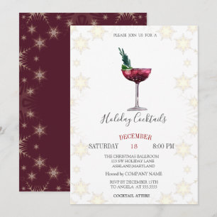 Invitation Cocktails de vacances Snowflakes Company Christmas