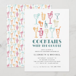 Invitation Cocktails Dessinés à la main Couples Douche Mariag