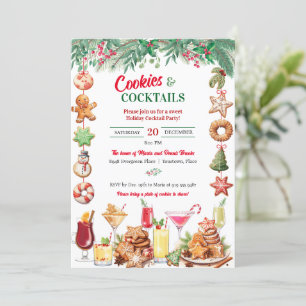 Invitation Cocktails et biscuits de Noël Fête de Noël