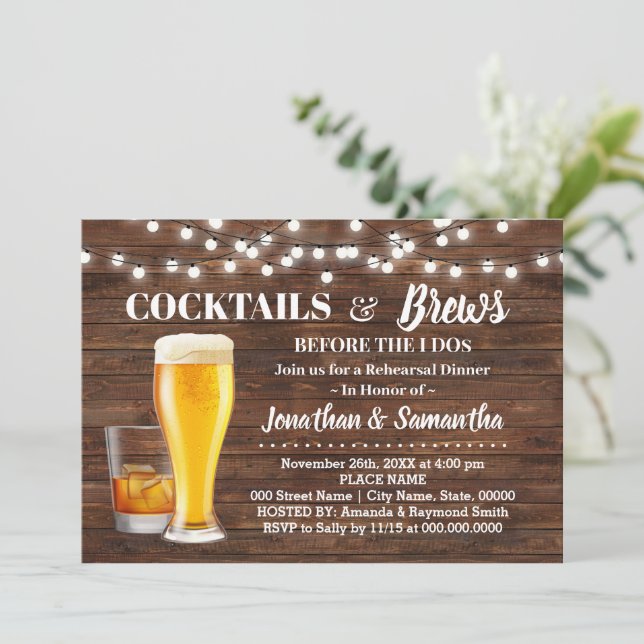 Invitation Cocktails et brasses rustiques avant de faire la r (Debout devant)
