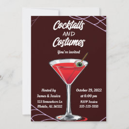 Invitation Cocktails et costumes Fête d'Halloween