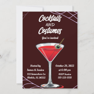 Invitation Cocktails et costumes Fête d'Halloween