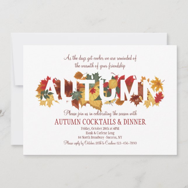 Invitation Cocktails et dîner d'automne (Devant)
