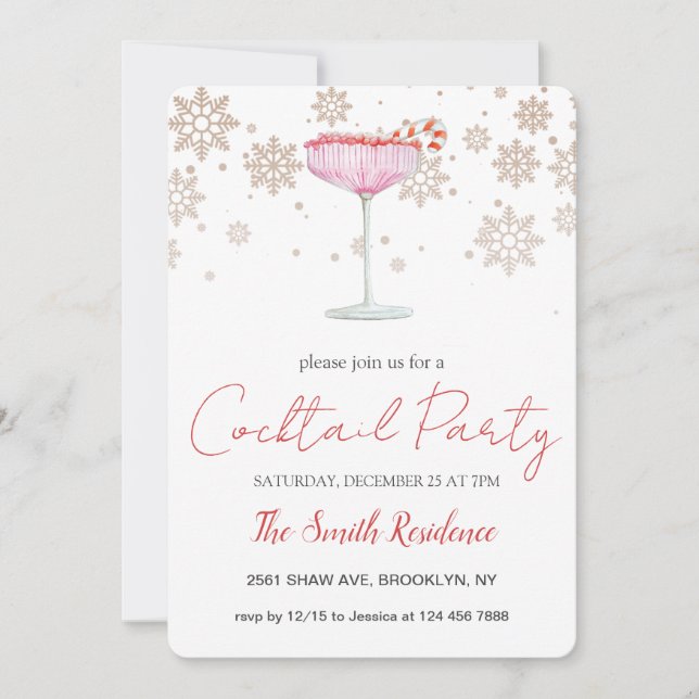 Invitation Cocktails Festive Boissons Cute (Devant)