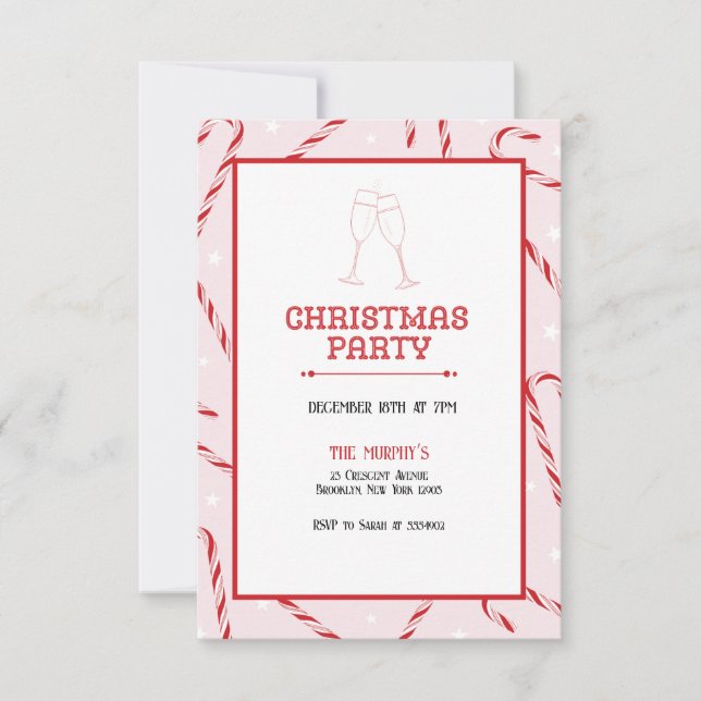 Invitation Cocktails Festive Boissons Fête de Noël (Devant)