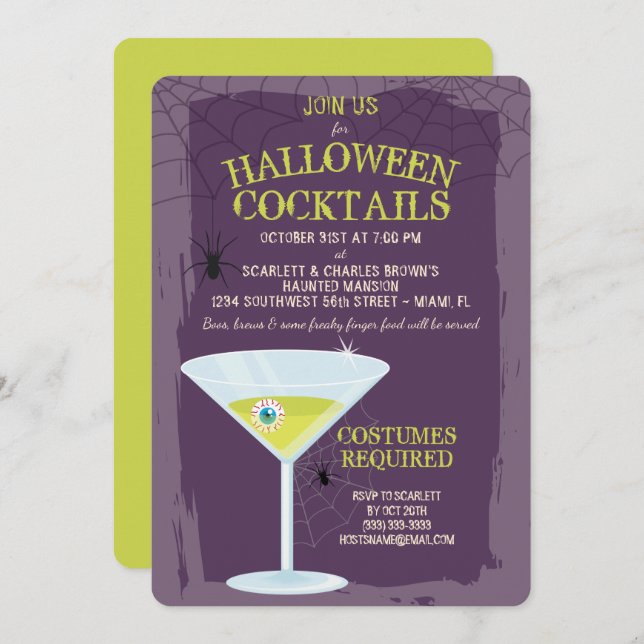 Invitation Cocktails Halloween (Devant / Derrière)