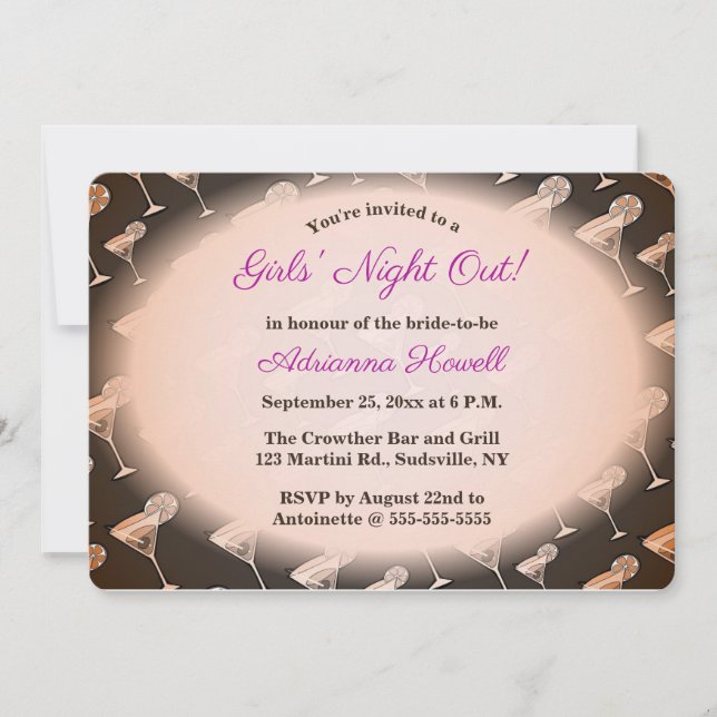 Invitation Cocktails personnalisables Soirée entre filles (Devant)