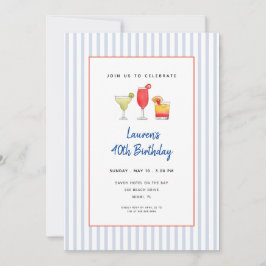 Invitation Cocktails Pool party Adulte Anniversaire