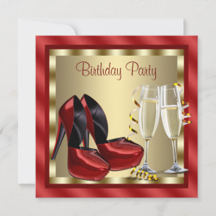 Invitation Cocktails Red High Heel Chaussures Anniversaire