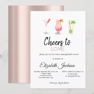 Invitation Cocktails Rose Gold Été Enterrement de Vie de Jeun