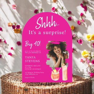 Invitation Cocktails rose photo surprise quarante anniversair