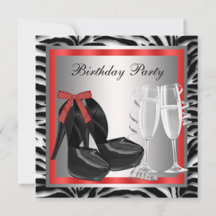 Invitation Cocktails Rouge talon Chaussures Rouge Zèbre Anniv