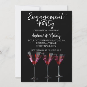 Invitation Cocktails rouges dans un verre à martini avec ceri
