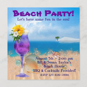 Invitation Cocktails sous les palmiers Fête adulte sur la pla