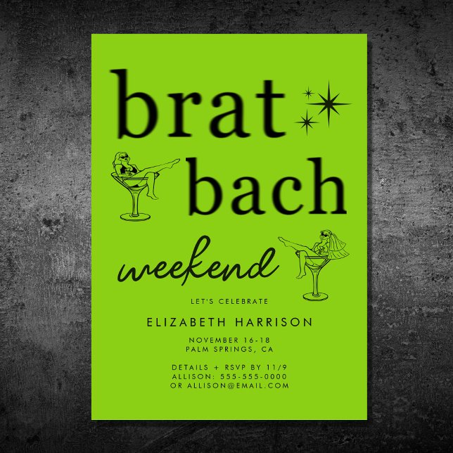 Invitation Cocktails tendance Brat Green Bachelorette Party (Créateur téléchargé)