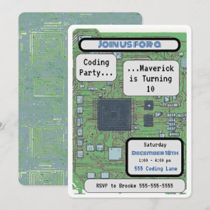 Invitation Codage de la puce informatique fête d'anniversaire