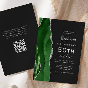 Invitation Code QR Agate Argent Vert 50e Anniversaire