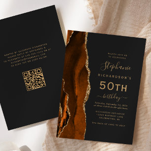 Invitation Code QR Agate Or Doré Brûlé 50e Anniversaire