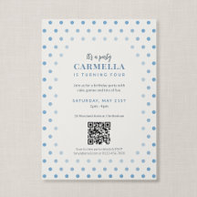 Code QR Anniversaire French Blue à pois