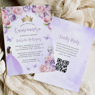 Invitation Code QR aquarelle florale teintée de pourpre pour 