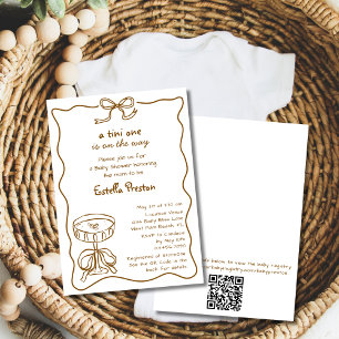 Invitation Code QR Baby Shower Martini Fantaisiste et Funky