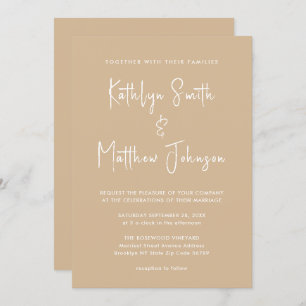 Invitation Code QR Beige Tout en un Mariage de script moderne