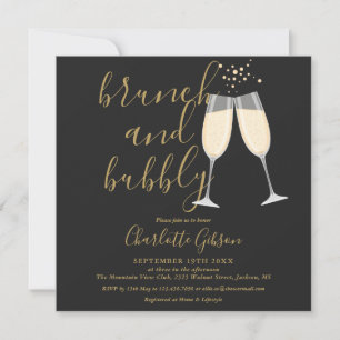 Invitation Code QR Brunch Bulles Noir Et Or Enterrement de Vi