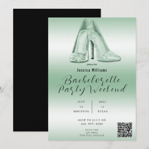 Invitation CODE QR Chaussures Paillettes Vertes Enterrement d