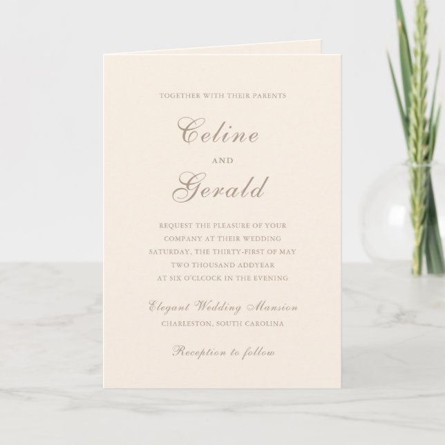 Invitation Code QR classique neutre Sandy Mariage élégant (Devant)