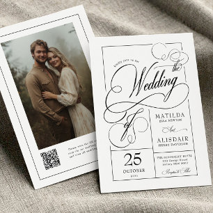 Invitation Code QR de calligraphie moderne pour photo de mari