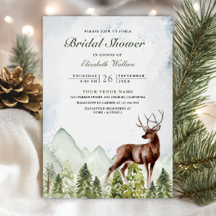 Invitation Code QR de cerf de la forêt montagneuse Photo Show