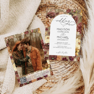 Invitation Code QR de Fleurs Sauvages Automnales Élégantes po
