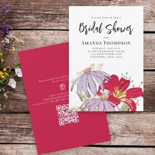 Invitation Code QR de la douche nuptiale Bouquet aquarelle fl