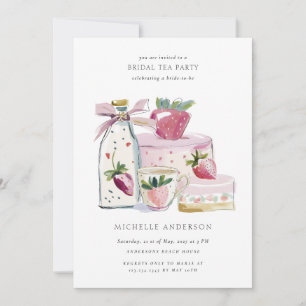Invitation Code QR de la fête prénuptiale au thé Blush Strawb