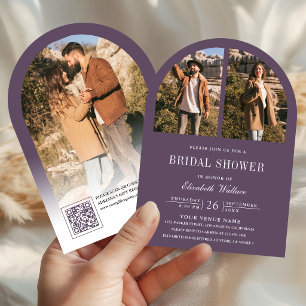Invitation Code QR de la photo d'arche violet poussiéreux pou