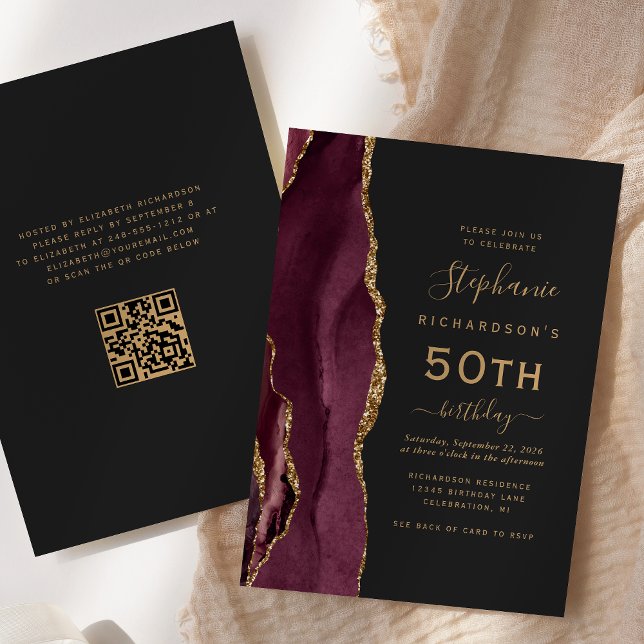 Invitation Code QR de l'agate dorée de Bourgogne pour 50 ans (Créateur téléchargé)