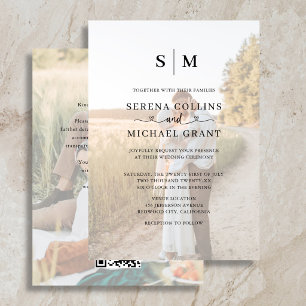 Invitation Code QR de mariage à l'écriture cœur photo