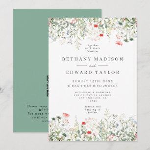 Invitation Code QR de mariage aux fleurs sauvages