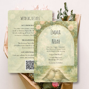 Invitation Code QR de mariage aux roses roses anglaises de st