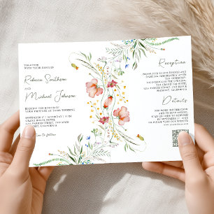 Invitation Code QR de mariage avec collage de photos de fleur
