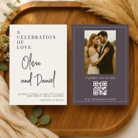 Code QR de mariage avec écriture violette prune