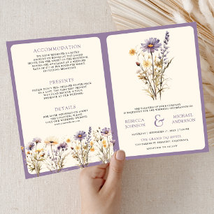 Invitation Code QR de mariage Bohème Fleur sauvage Violet Pou