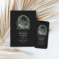 Code QR de mariage gothique de fenêtre de château