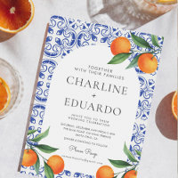 Code QR de mariage méditerranéen à carreaux bleus 