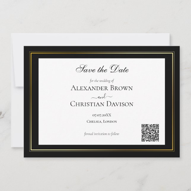 Invitation Code QR de mariage minimaliste simple (Devant)