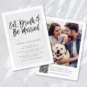 Invitation Code QR de mariage moderne Manger Boire Être Marié